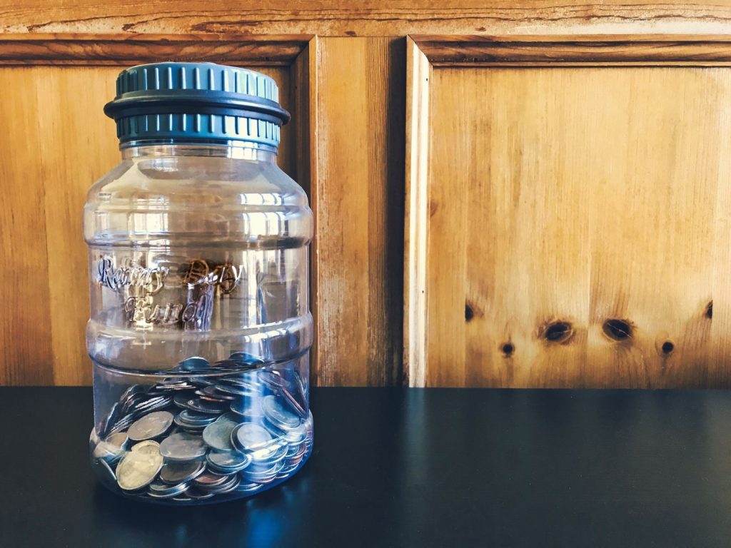 Saving money in a coin jar